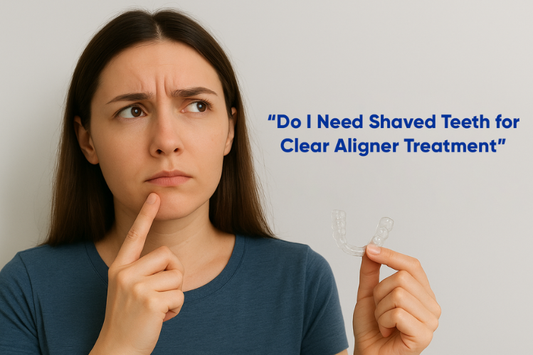 A girl wondering whether she needs to get her teeth shaved for a clear aligner treatment.