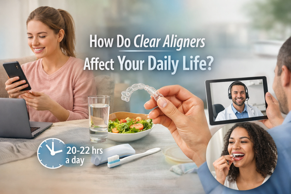 A picture showing how clear aligners fit into your daily life